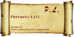 Petrovic Lili névjegykártya